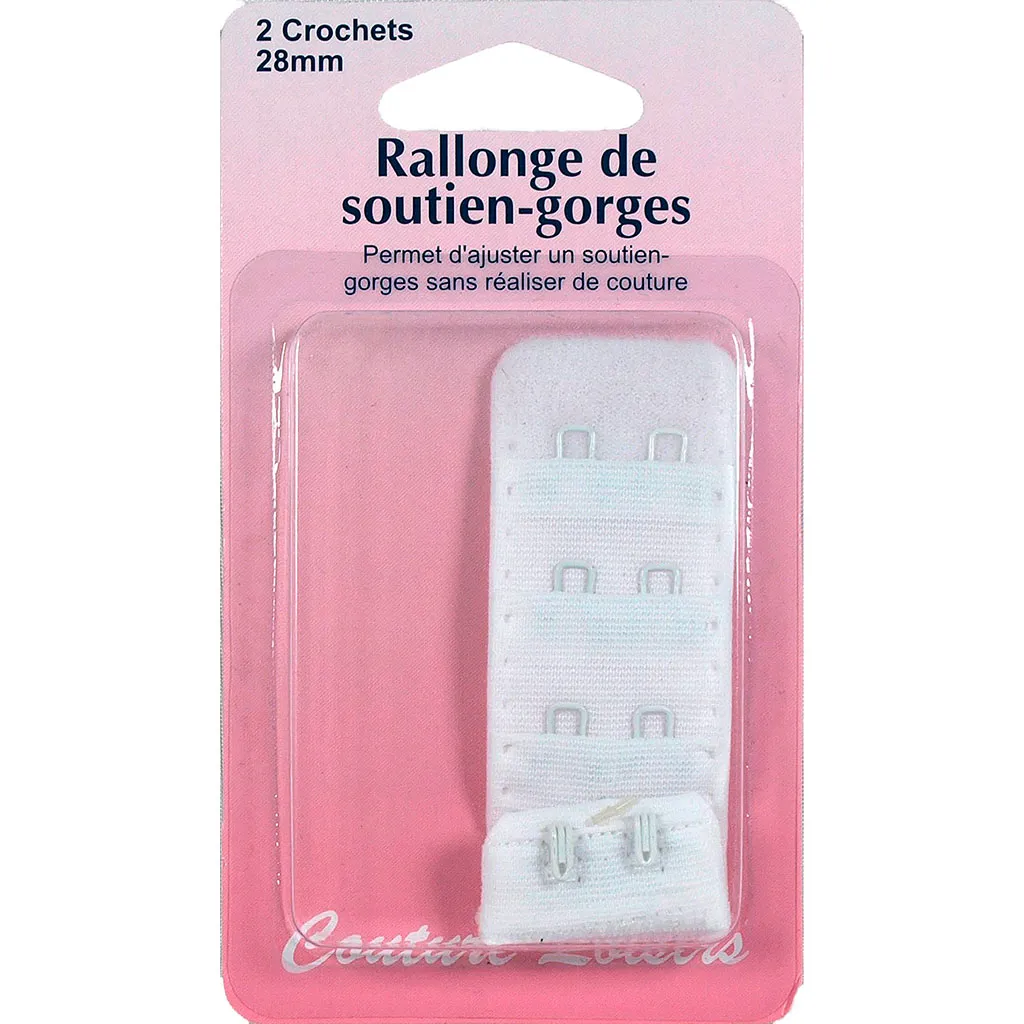 Rallonge soutien-gorge 2 crochets blanc 28mm 