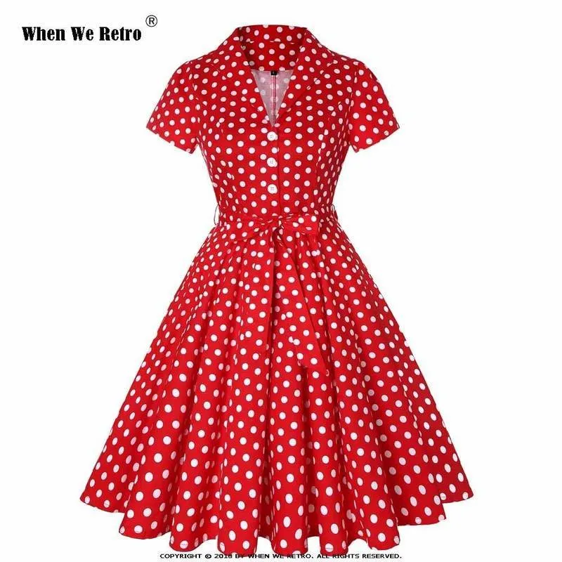 Robe A Pois Ceinture Rouge
