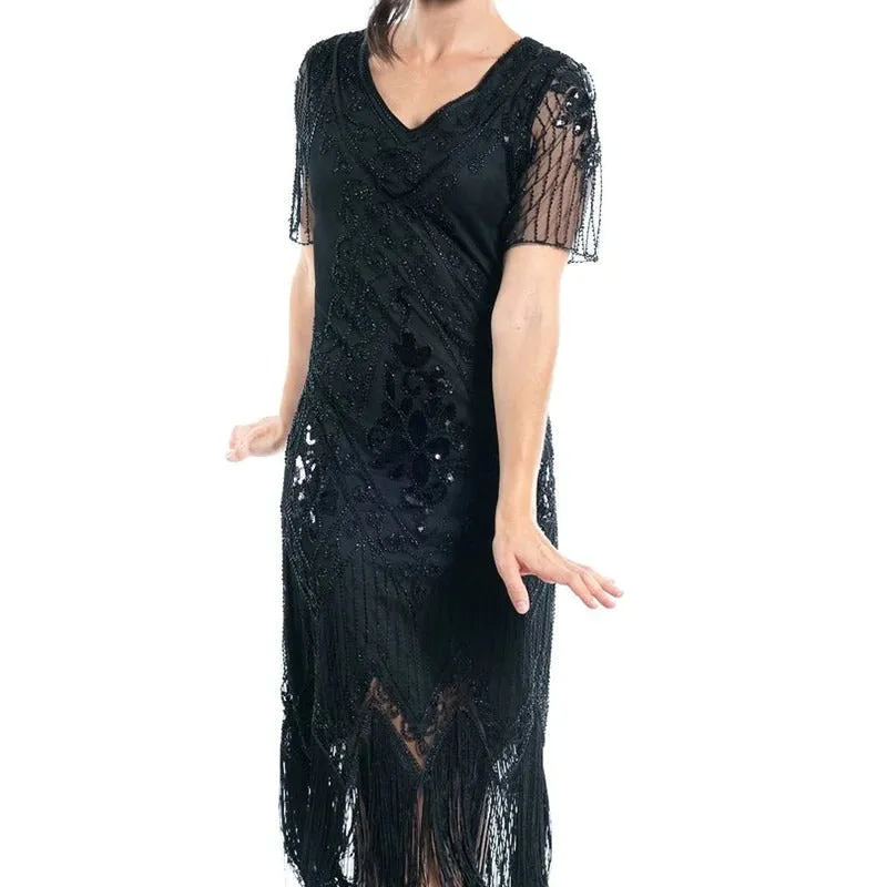 Robe Année 30 Noir Intense