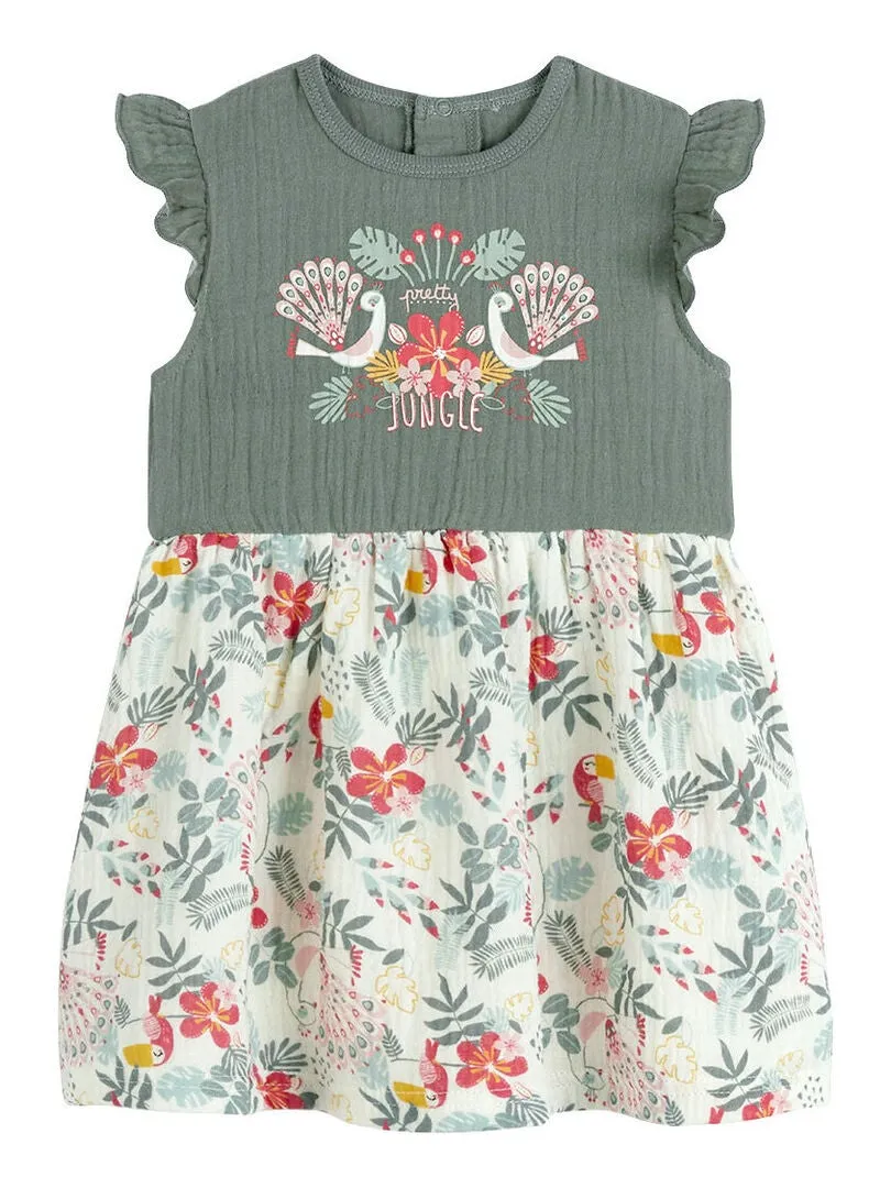 Robe bébé et culotte en gaze de coton Pretty Jungle - Vert