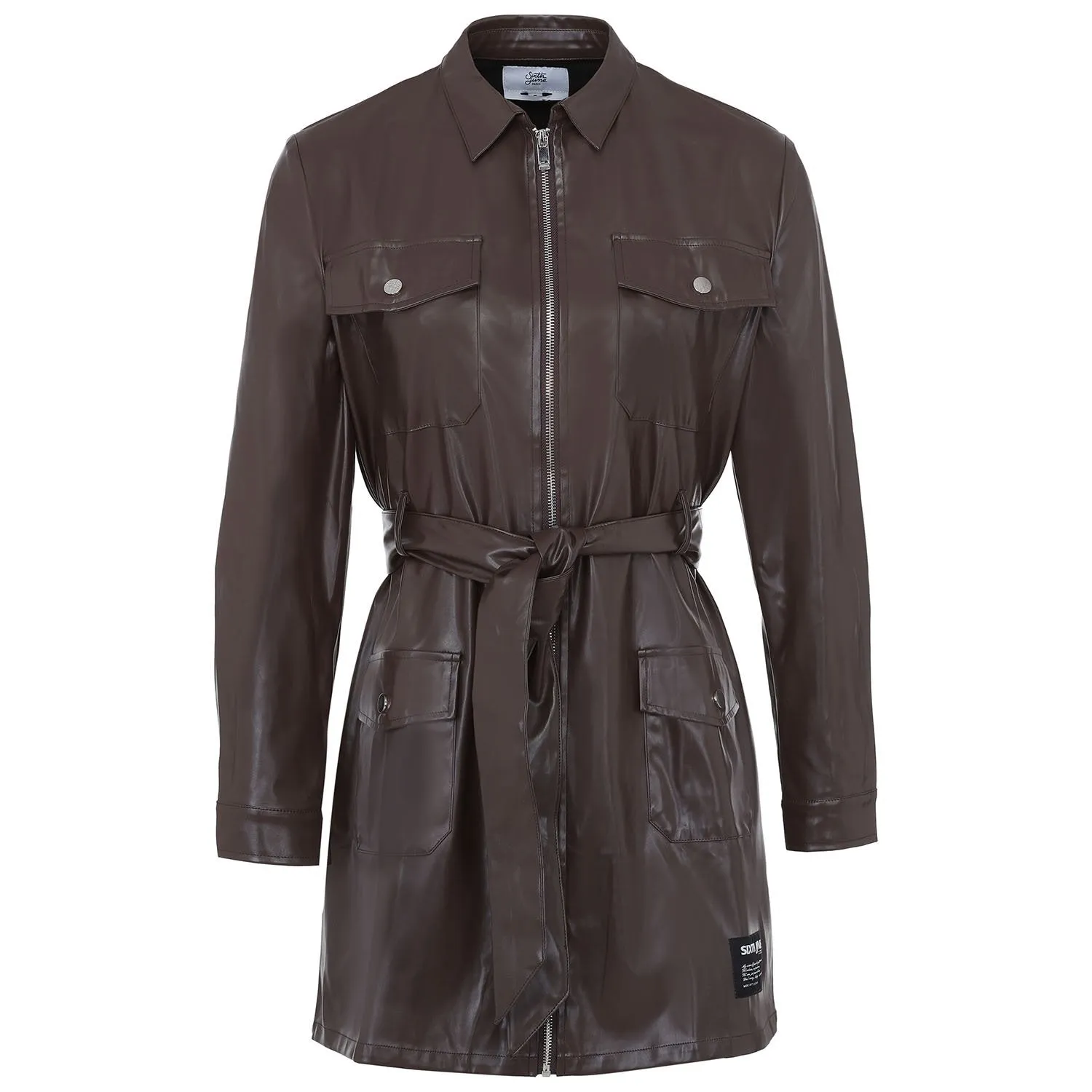 Robe cargo simili cuir marron