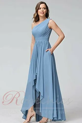 Robe de Soirée Chiffon Au Drapée Automne Manquant Simple Chaussez