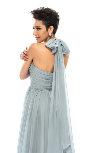 Robe de Soirée Sans Manches Elégant Dolman Sleeves Chiffon aligne