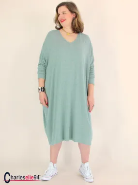 Robe longue maille douce NATALY ete kaki