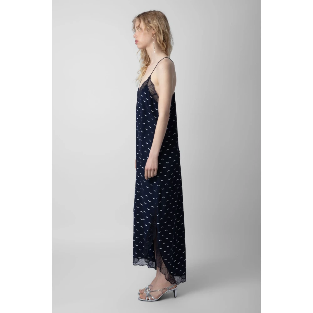 Robe Maxi Day Bleu Marine avec Imprimé d`Ailes