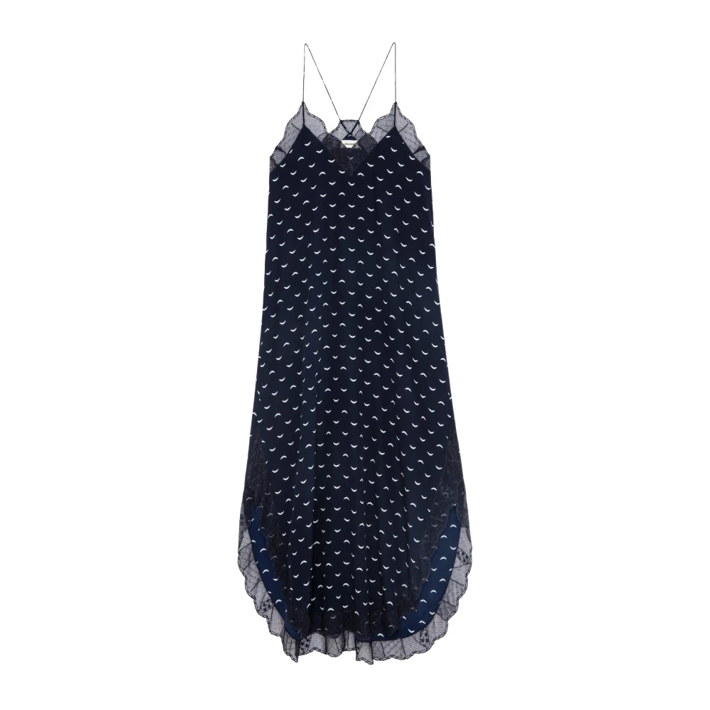 Robe Maxi Day Bleu Marine avec Imprimé d`Ailes