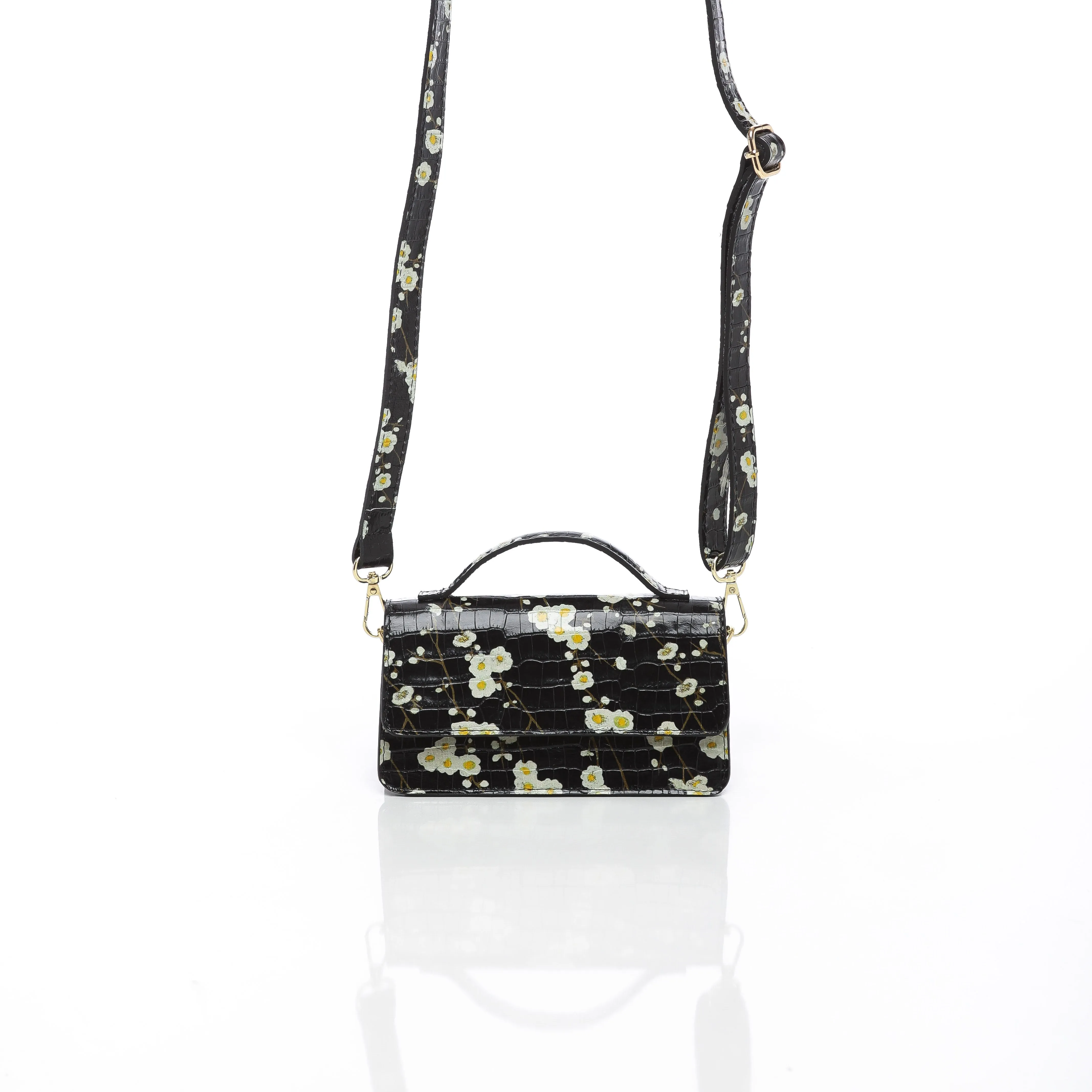 Rosalia : petit sac en cuir véritable imprimé de fleurs pour femme