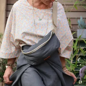 Sac banane Mona - lin gris argent