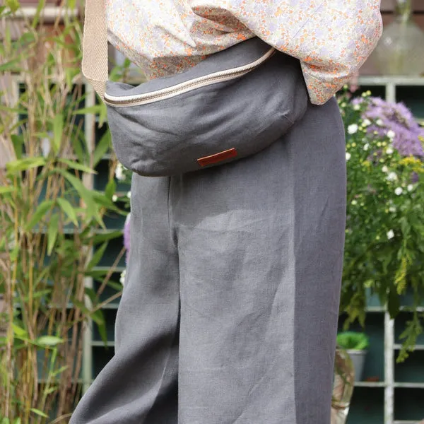 Sac banane Mona - lin gris argent