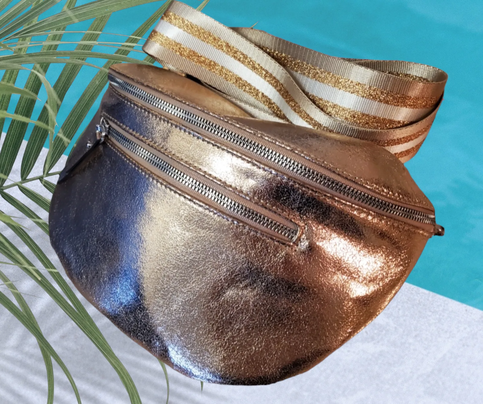 Sac banane rose pailleté
