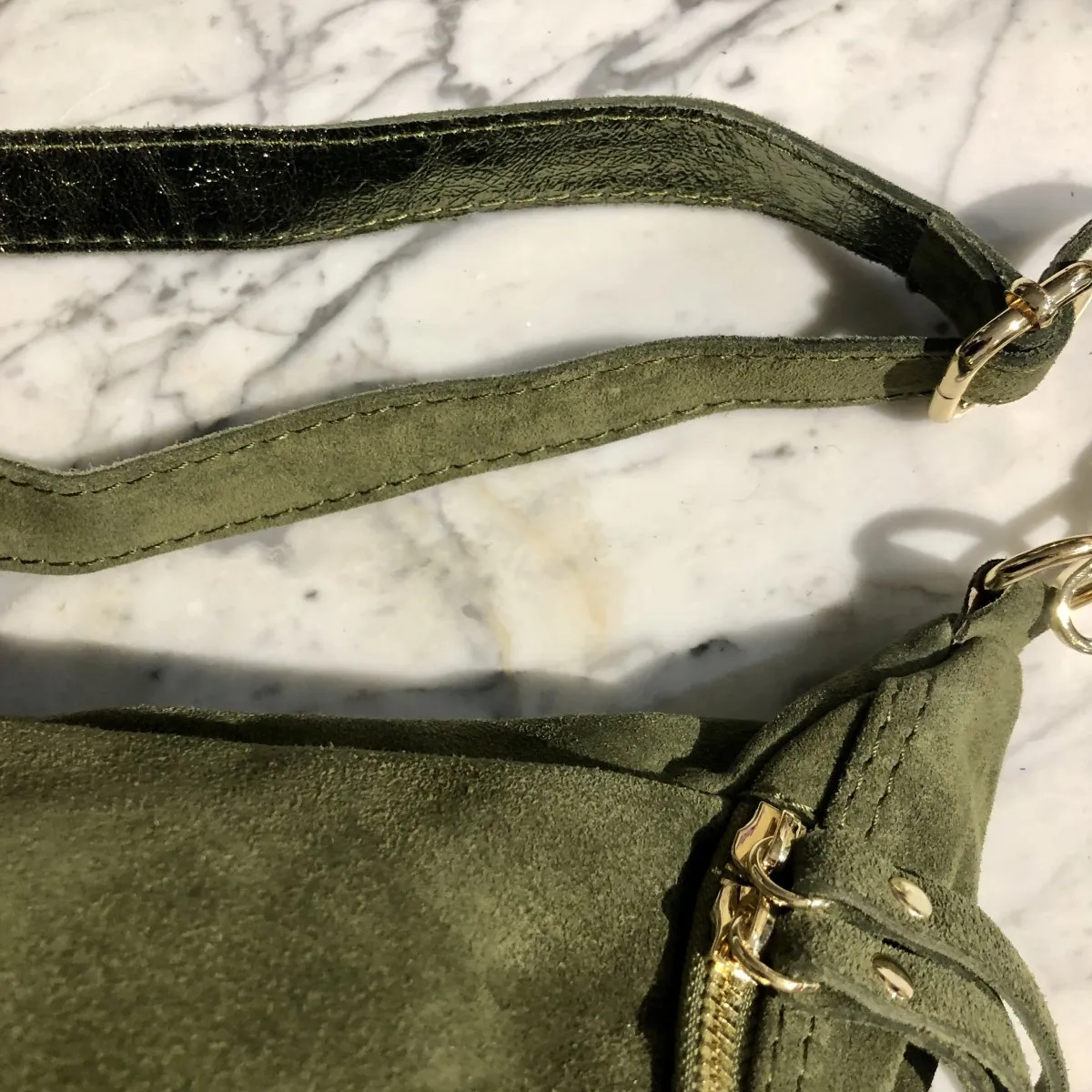 Sac banane XL en daim kaki