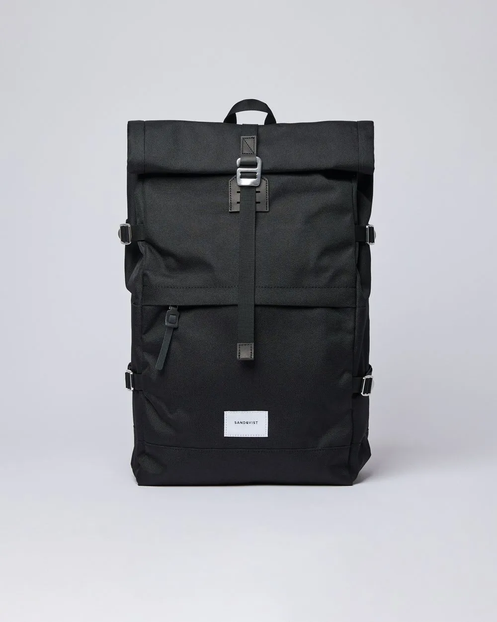 Sac à dos imperméable en recyclé | noir "bernt black with black leather"