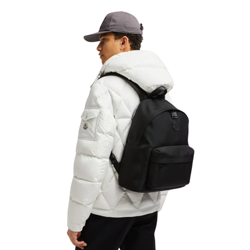 Sac à dos Pierrick nylon imperméable cuir noir logo noir bande tricolore