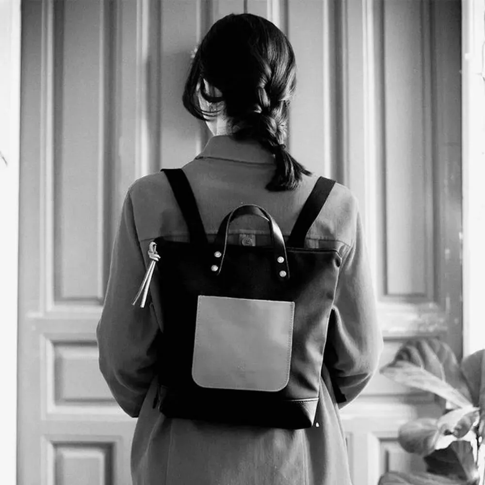 Sac à dos rectangle discret et cuir bleu, imperméable