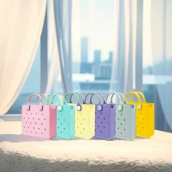 Sac à main de plage décontracté pour femme, rose et violet en EVA imperméable