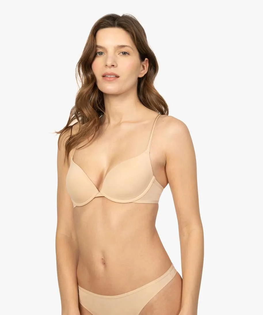 soutien-gorge corbeille a armatures et bonnets moules en microfibre beige soutien gorge avec armatures