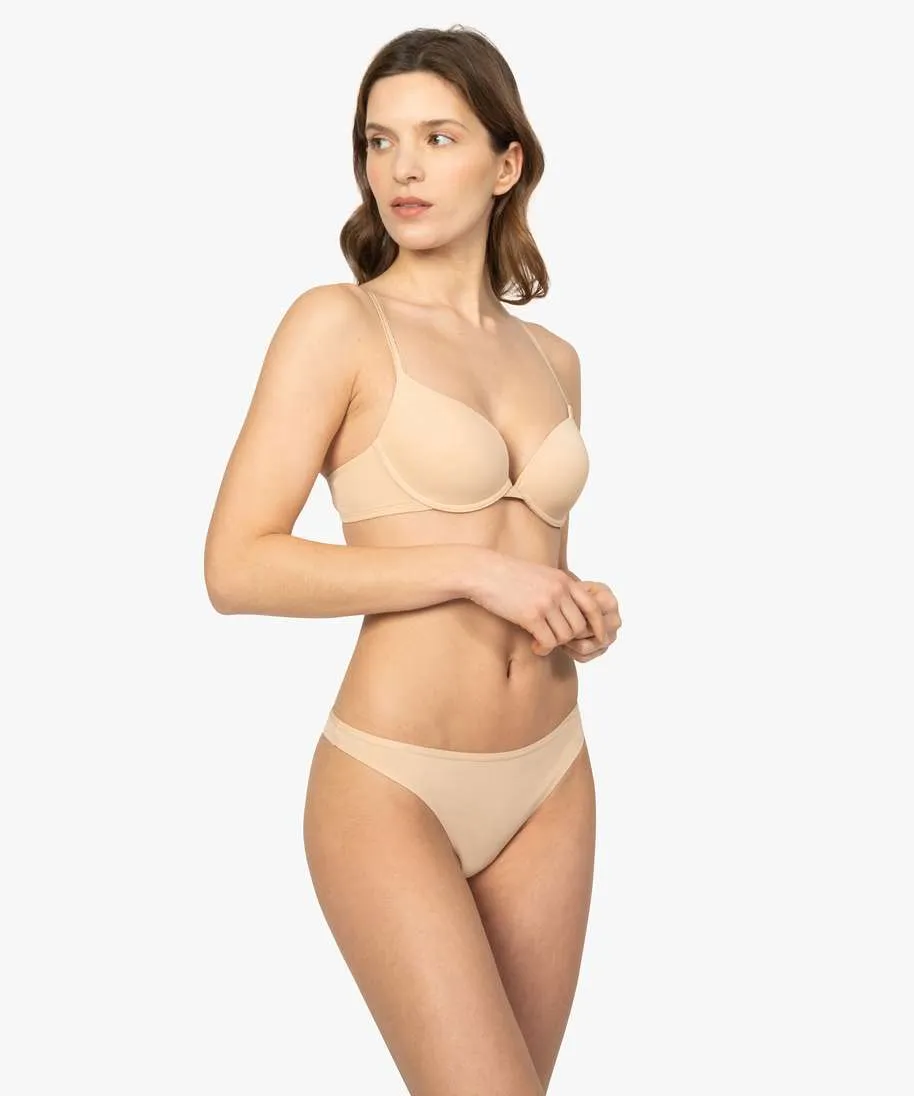soutien-gorge corbeille a armatures et bonnets moules en microfibre beige soutien gorge avec armatures
