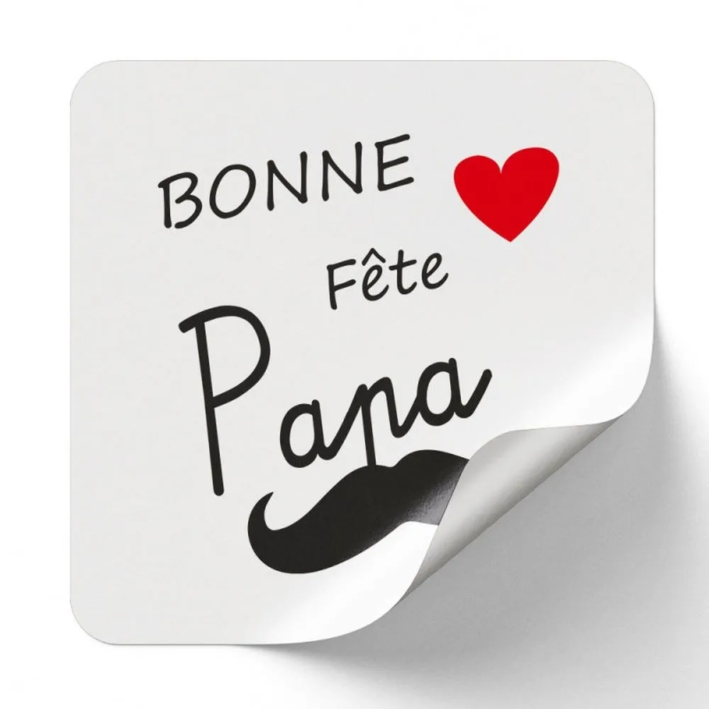 Sticker bonne fête papa 4x3,5cm  par rouleau de 500