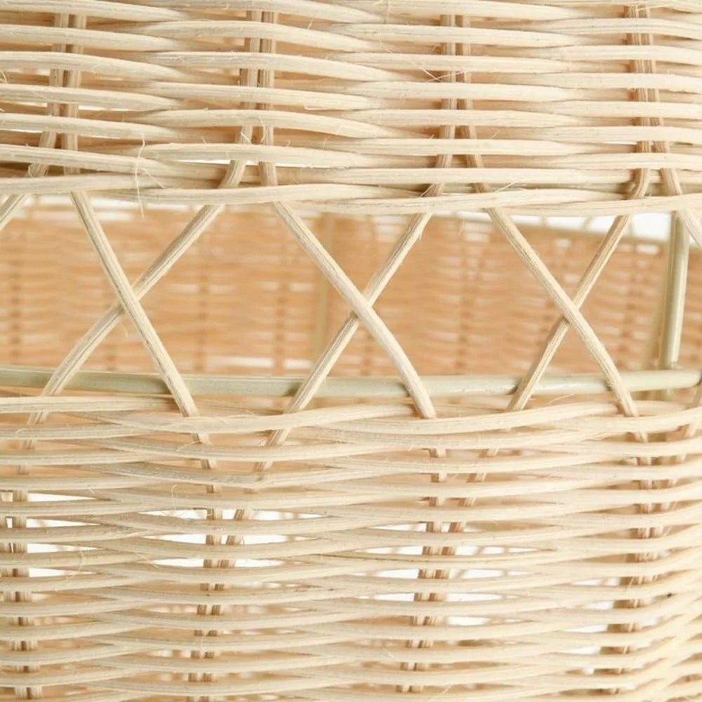 Suspension boule en rotin naturel ajouré et métal ø26cm