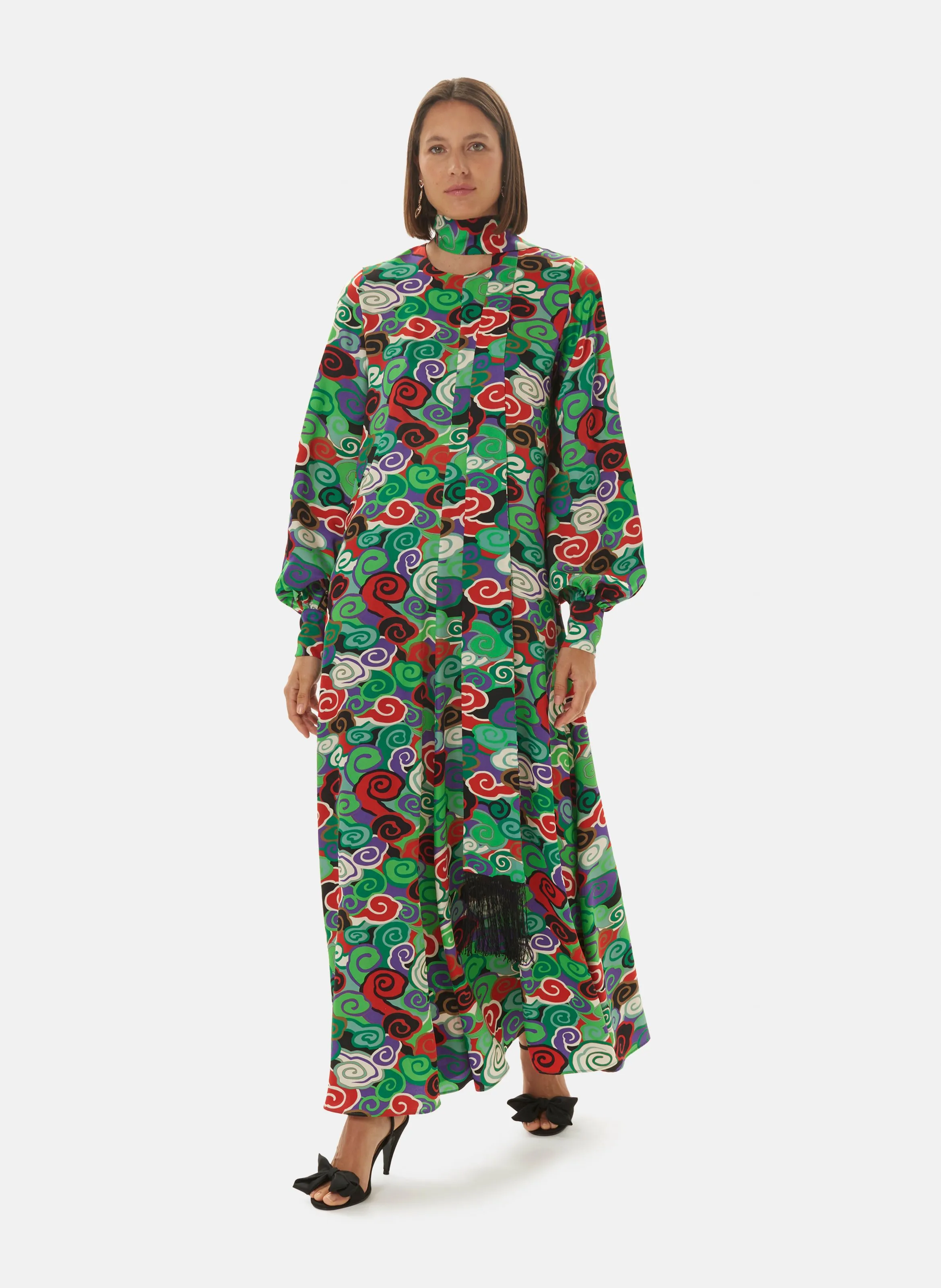 TARA JARMON  Robe droit nuage longue longues rond - rosalba - Vert