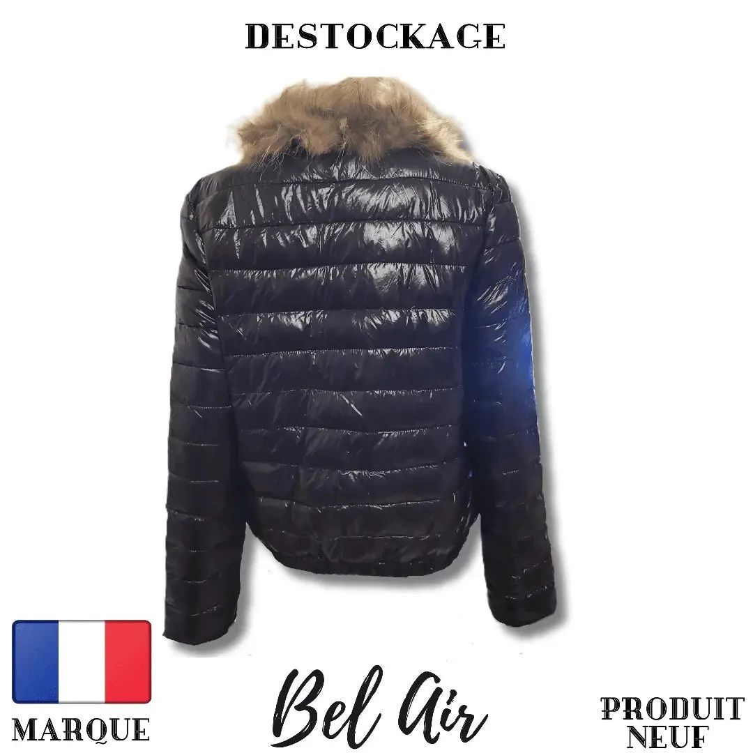 Veste noir Bel Air fourrure véritable