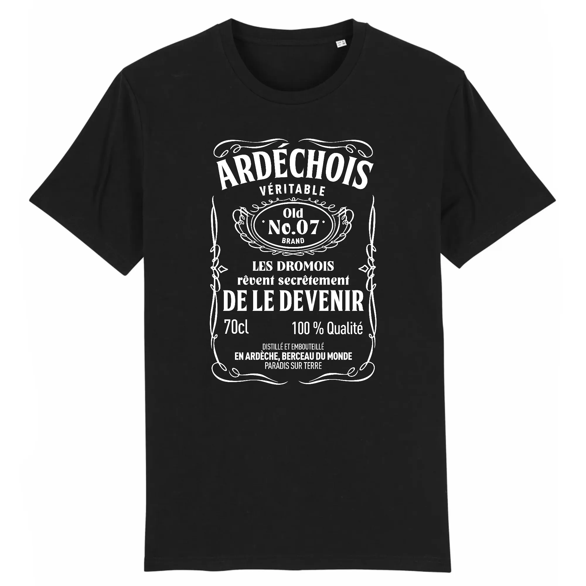 Véritable Ardéchois - Whisky - Ardèche - T-shirt coton bio imprimé dans le Midi